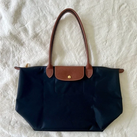 Longchamp Le Pliage Original L Black and Brown Tote Bag - Picture 1 of 10